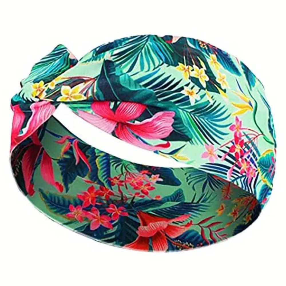 Floral Hawaiian Style Bohemian Vintage Hair Band Boho Yoga Sports Headband (#08)